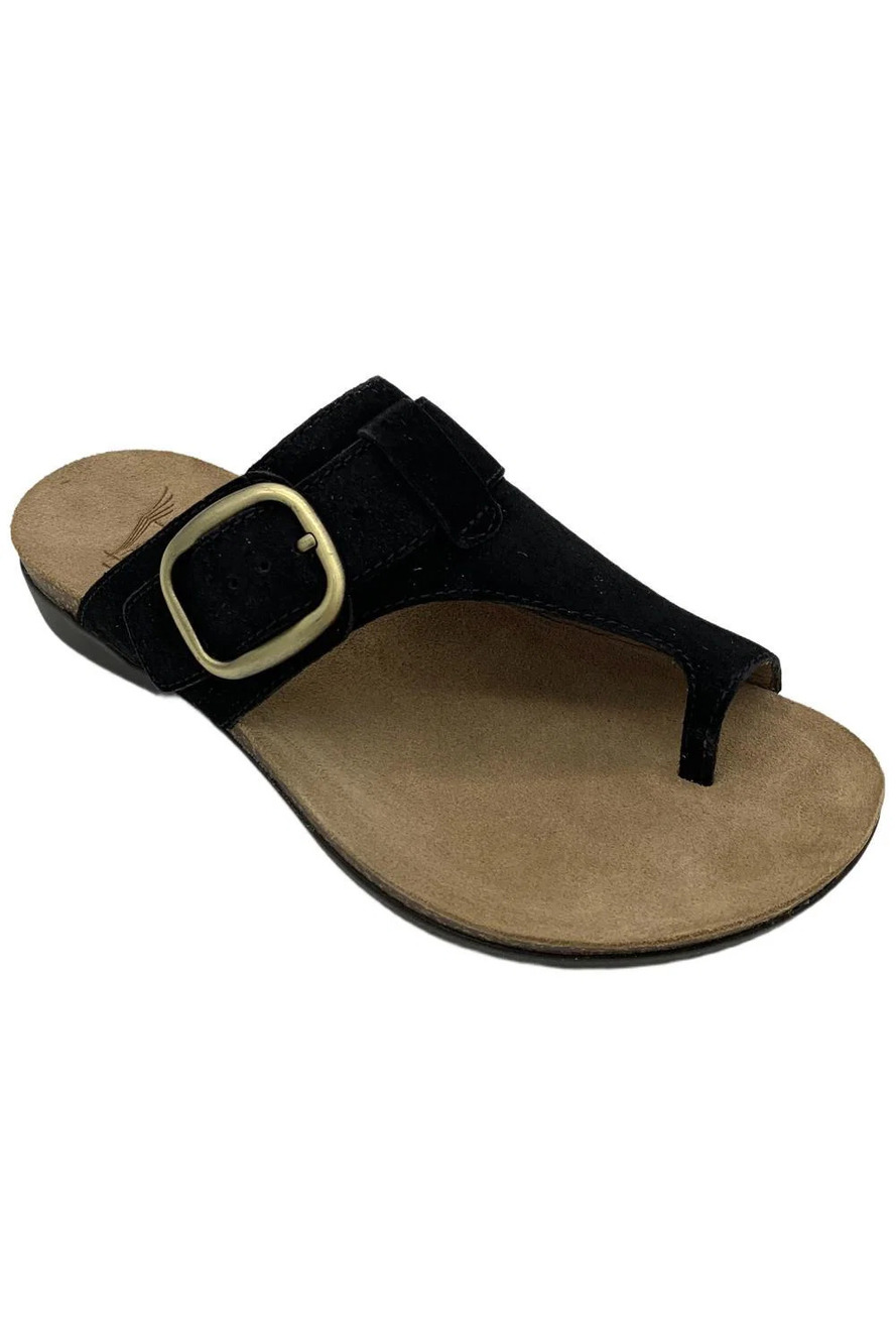 Dansko Women's Rylee Leather Adjustable Toe Loop Thong Sandals Black - Medium